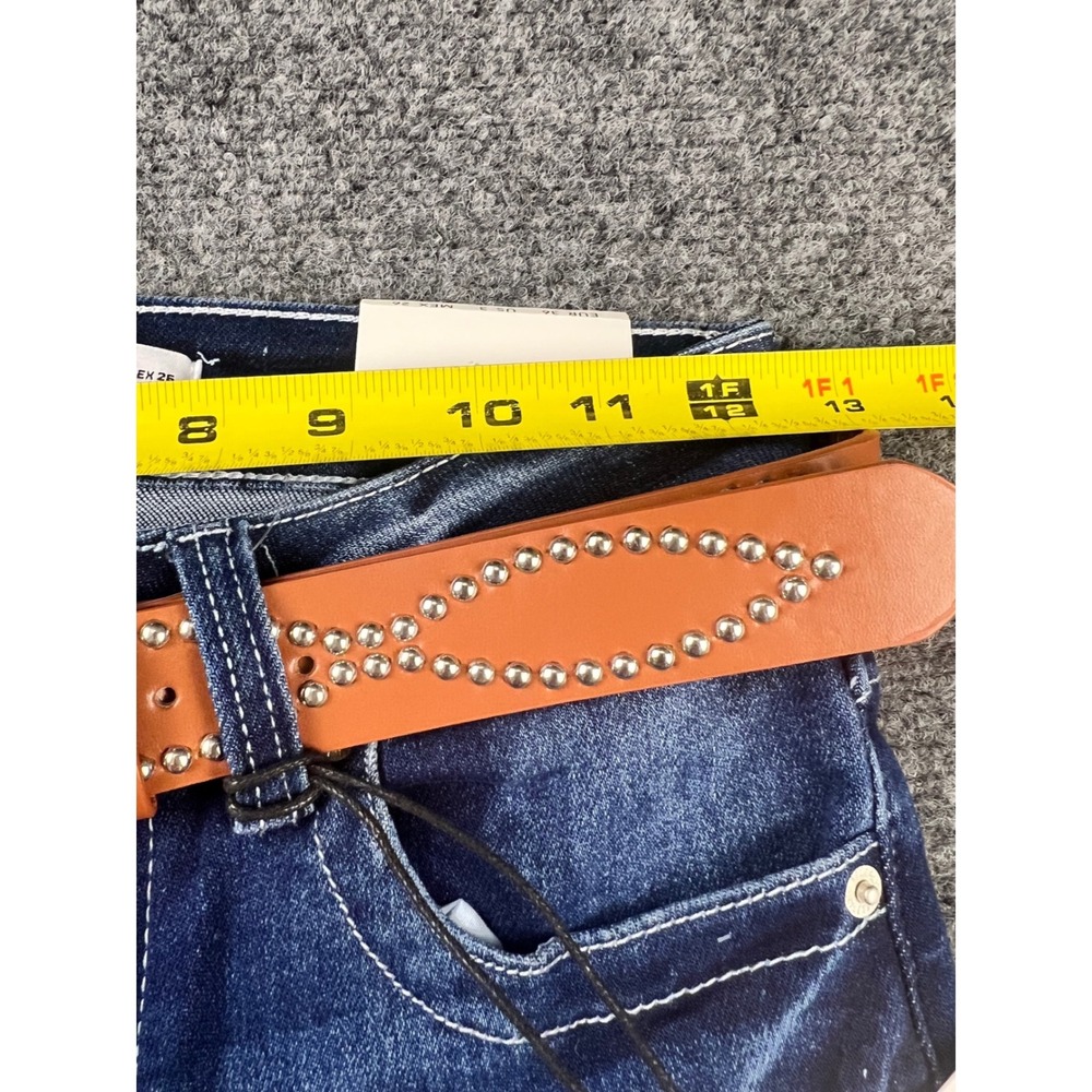 Telepatia Low Rise Bootcut Jeans Dark Wash Studded Belt Size 3/26 NWT Boho - Picture 12 of 14